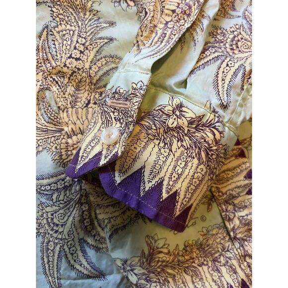 ETRO Made in Italy Shirt Green Yellow Floral Paisley Citycore Women’s Sz 38 - Picture 8 of 8